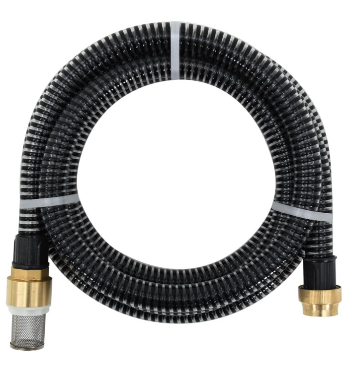 Tuyau d'aspiration avec raccords en laiton noir 1,1" 15 m PVC | Mobilier & Déco