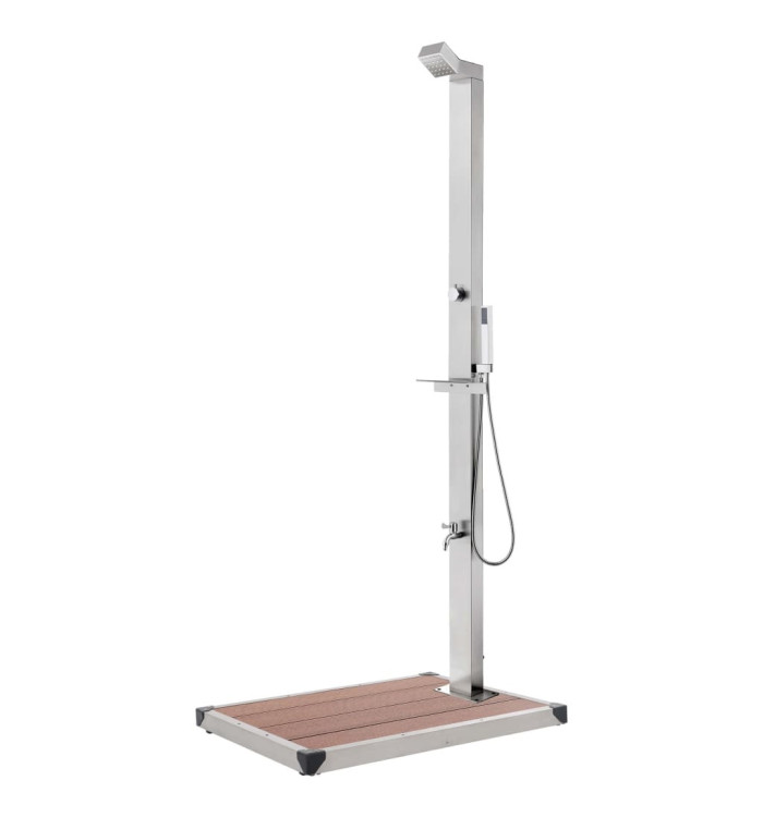 Douche de jardin avec base marron 225 cm Acier inoxydable | Mobilier & Déco