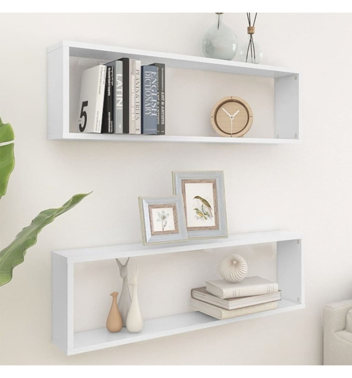 Étagères cube murales 2 pcs blanc 100x15x30cm bois d'ingénierie | Mobilier & Déco