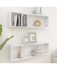 Étagères cube murales 2 pcs blanc 100x15x30cm bois d'ingénierie | Mobilier & Déco