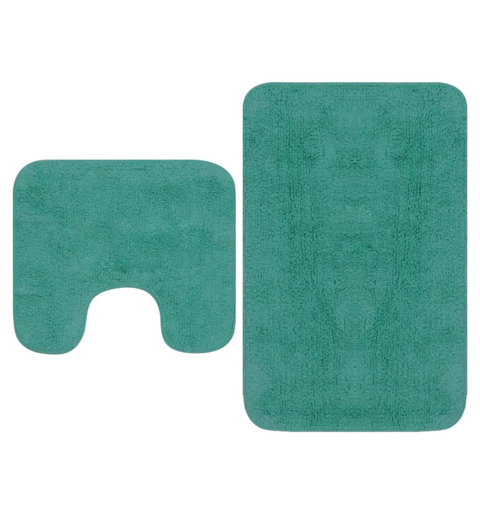 Tapis de salle de bain 2 pcs Tissu Turquoise | Mobilier & Déco