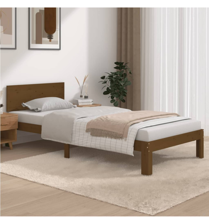 Cadre de lit sans matelas Marron miel Bois pin massif 90x200 cm | Mobilier & Déco
