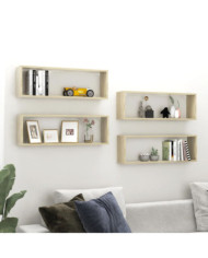 Étagères cube murales 4 pcs Chêne sonoma 80x15x26,5 cm | Mobilier & Déco