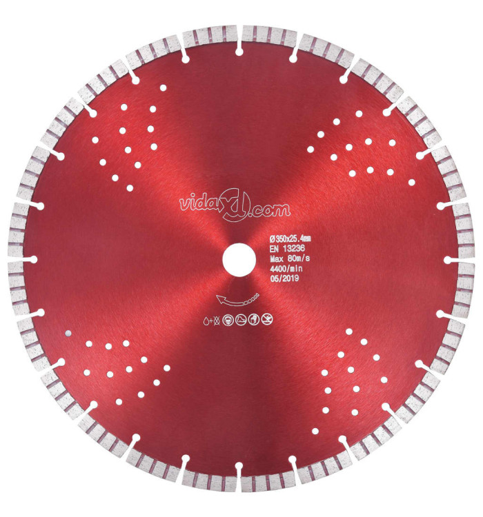 Disque de coupe diamanté avec turbo et trous Acier 350 mm | Mobilier & Déco