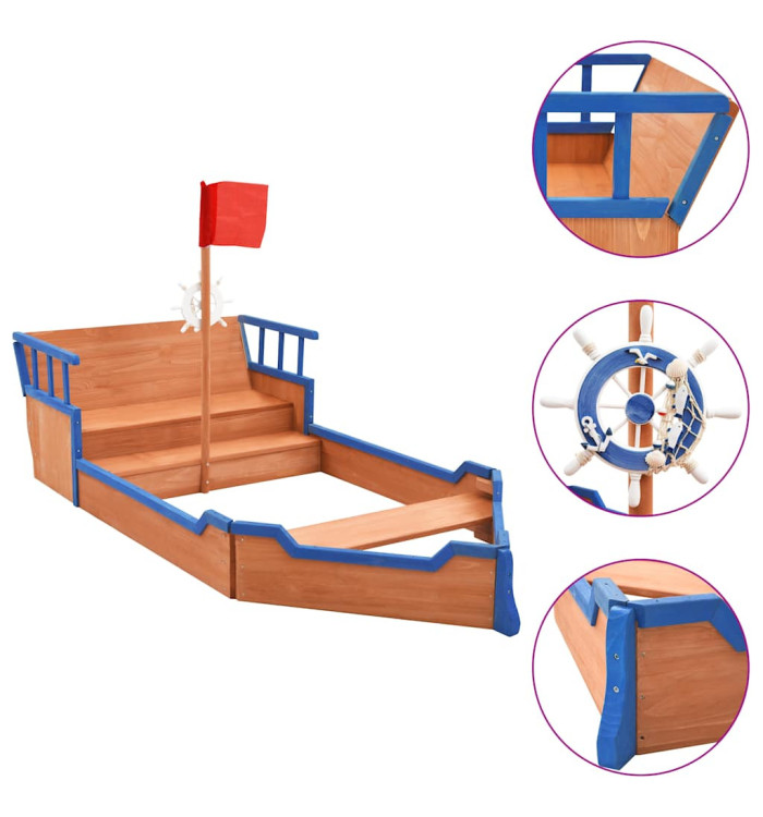 Bac à sable bateau pirate Bois de sapin 190x94,5x101 cm | Mobilier & Déco
