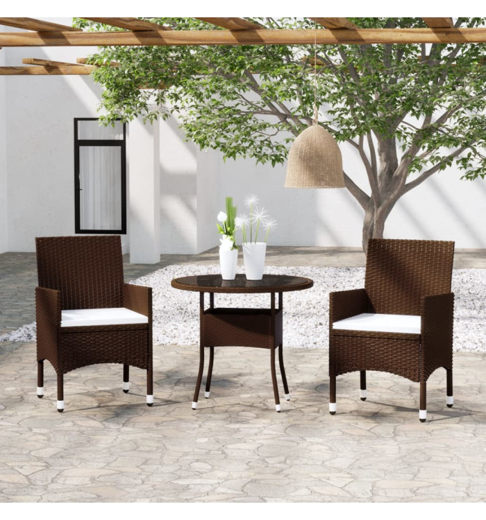 Ensemble à manger de jardin 3pcs Résine tressée Marron | Mobilier & Déco