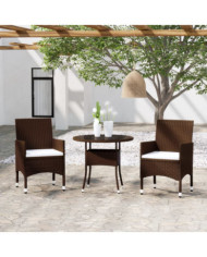 Ensemble à manger de jardin 3pcs Résine tressée Marron | Mobilier & Déco