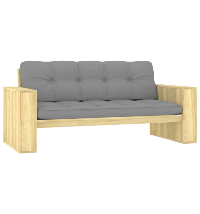 Banc de jardin avec coussins gris 179 cm Pin imprégné | Mobilier & Déco
