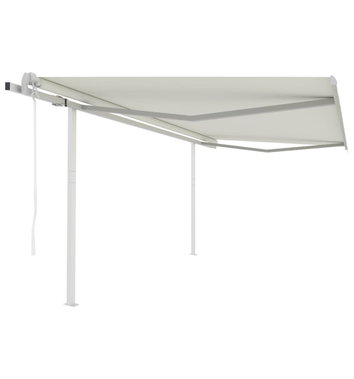 Auvent automatique rétractable avec poteaux 4x3,5 m Crème | Mobilier & Déco