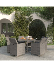 Ensemble à manger de jardin coussins 9pcs Résine tressée Gris | Mobilier & Déco