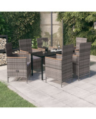 Ensemble à manger de jardin avec coussins 7 pcs Gris | Mobilier & Déco