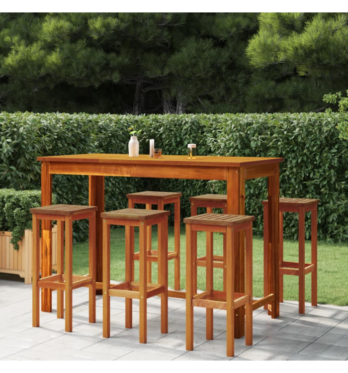 Tabourets de bar lot de 6 bois massif d'acacia | Mobilier & Déco
