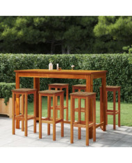 Tabourets de bar lot de 6 bois massif d'acacia | Mobilier & Déco