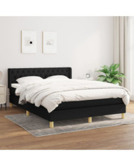 Sommier à lattes de lit avec matelas Noir 140x190 cm Tissu | Mobilier & Déco