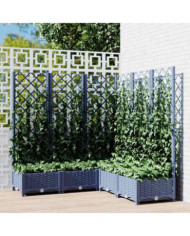 Jardinière avec treillis bleu gris 120x120x121,5 cm PP | Mobilier & Déco