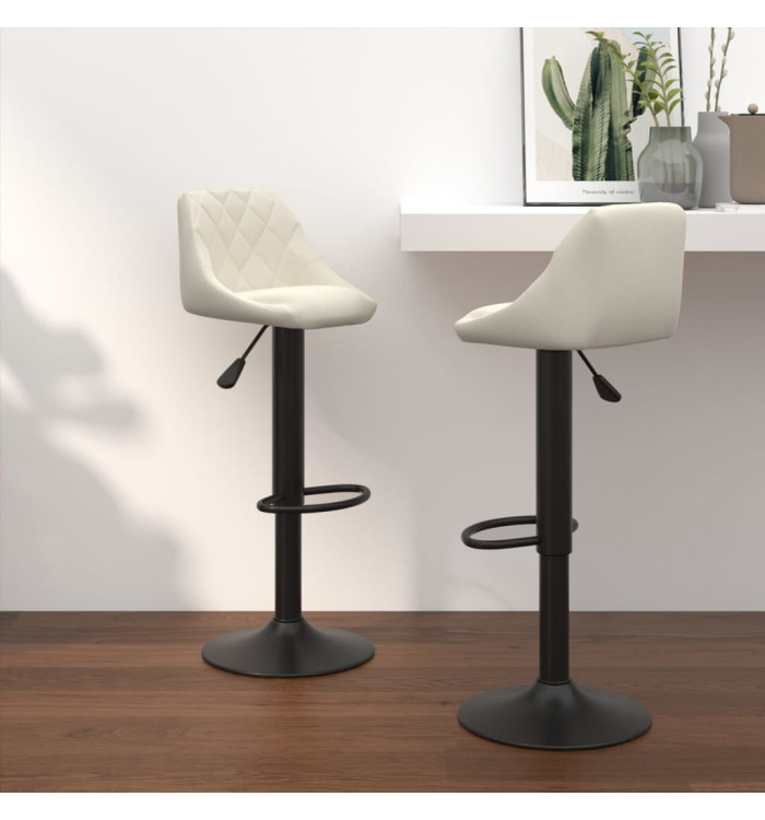 Tabourets de bar lot de 2 crème velours | Mobilier & Déco