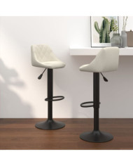 Tabourets de bar lot de 2 crème velours | Mobilier & Déco