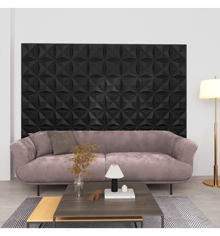 Panneaux muraux 3D 12 pcs 50x50 cm noir origami 3 m² | Mobilier & Déco