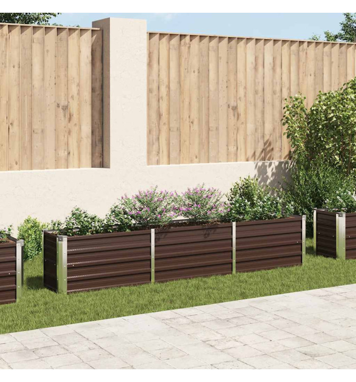 Lit surélevé de jardin Acier galvanisé 240x40x45 cm Marron | Mobilier & Déco