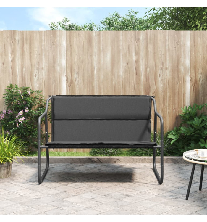 Banc de jardin à 2 places avec coussin anthracite acier | Mobilier & Déco