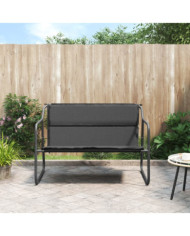 Banc de jardin à 2 places avec coussin anthracite acier | Mobilier & Déco