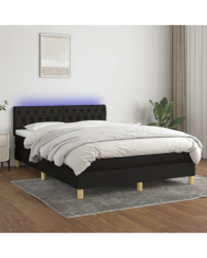 Sommier à lattes de lit avec matelas LED Noir 140x200 cm Tissu | Mobilier & Déco