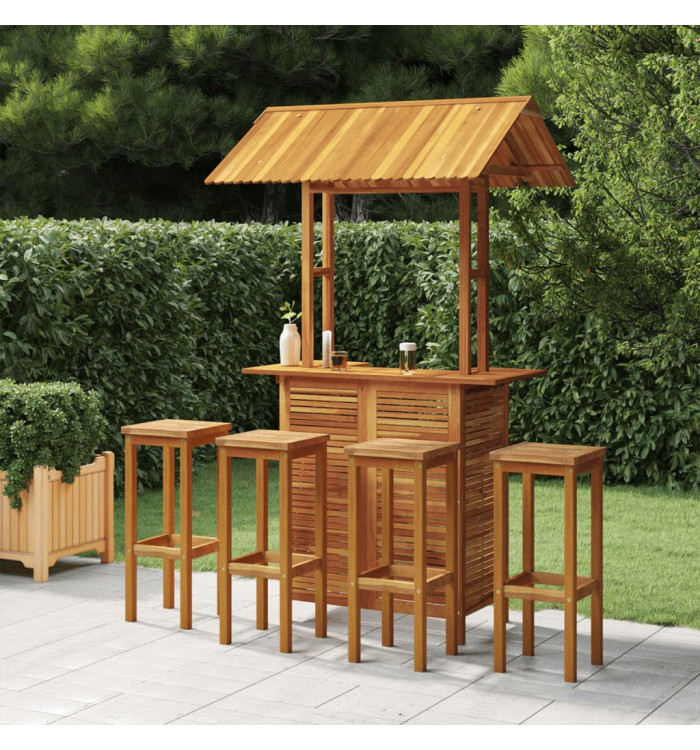 Ensemble de bar de jardin 5 pcs Bois d'acacia solide | Mobilier & Déco