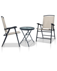 Ensemble de bistro 3 pcs Crème Acier | Mobilier & Déco