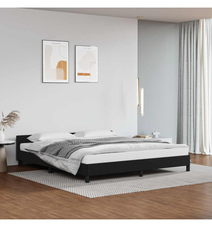 Cadre de lit avec tête de lit sans matelas noir 180x200 cm | Mobilier & Déco