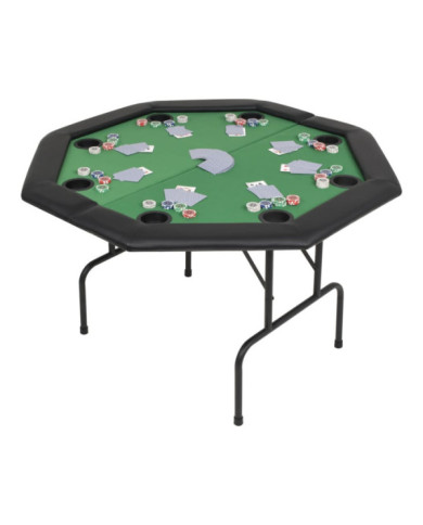 Table de poker pliable pour 8 joueurs 2 plis Octogonale Vert | Mobilier & Déco