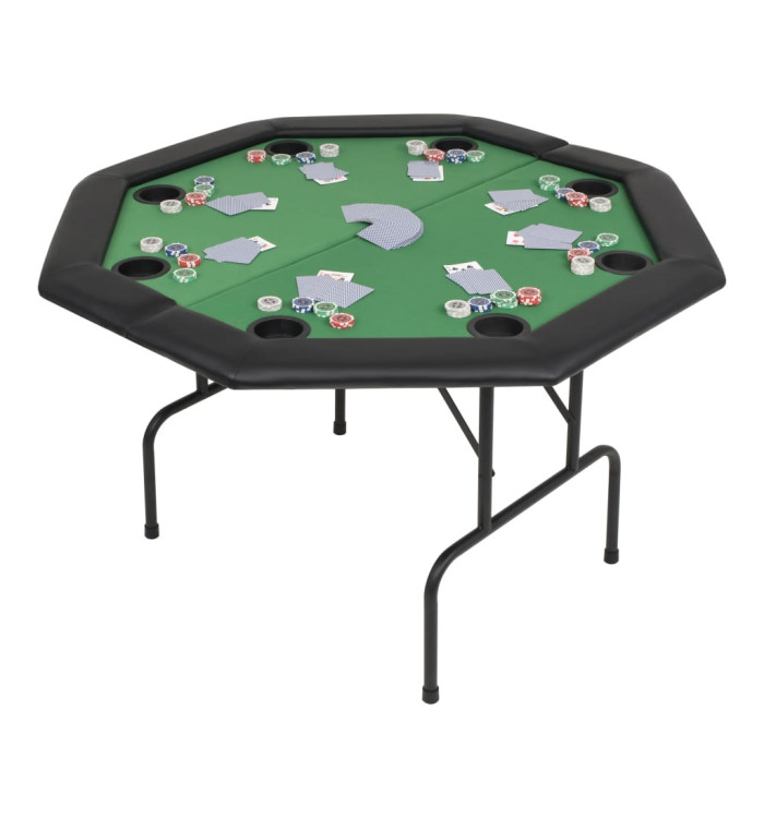 Table de poker pliable pour 8 joueurs 2 plis Octogonale Vert | Mobilier & Déco