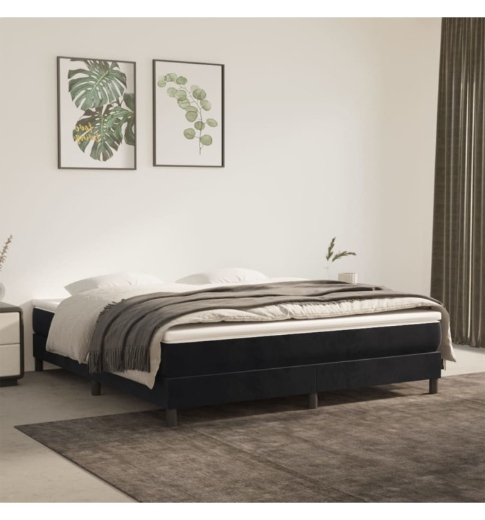 Sommier à lattes de lit et matelas Noir 160x200 cm Velours | Mobilier & Déco