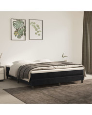 Sommier à lattes de lit et matelas Noir 160x200 cm Velours | Mobilier & Déco