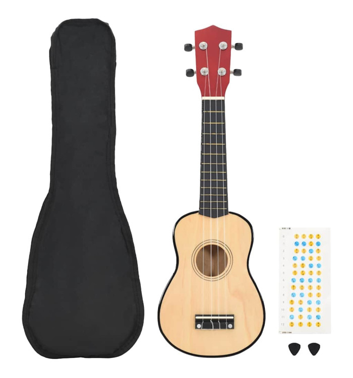 Jeu de ukulélé soprano avec sac pour enfants bois clair 23" | Mobilier & Déco