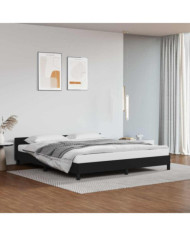 Cadre de lit avec tête de lit sans matelas noir 160x200 cm | Mobilier & Déco