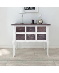 Armoire de console 6 tiroirs Marron et blanc Bois | Mobilier & Déco