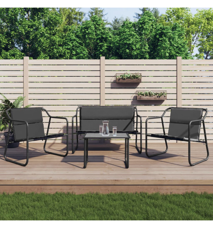 Salon de jardin avec coussins 4 pcs anthracite acier | Mobilier & Déco