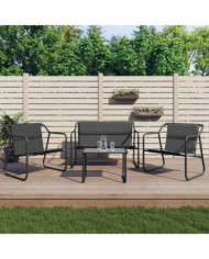 Salon de jardin avec coussins 4 pcs anthracite acier | Mobilier & Déco