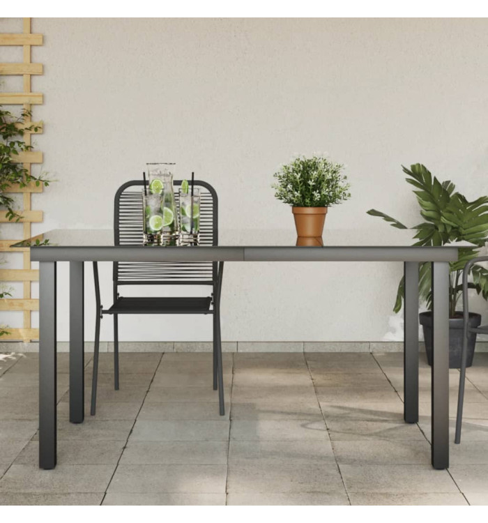 Table de jardin Noir 150x90x74 cm Aluminium et verre | Mobilier & Déco