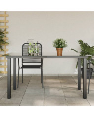 Table de jardin Noir 150x90x74 cm Aluminium et verre | Mobilier & Déco