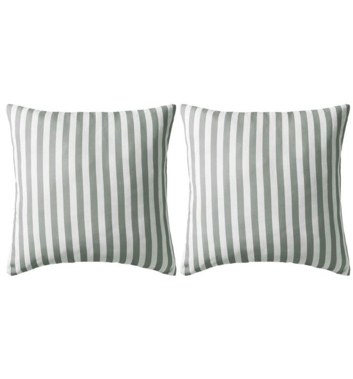 Oreiller d'extérieur lot de 2 Impression rayure 45 x 45 cm Gris | Mobilier & Déco