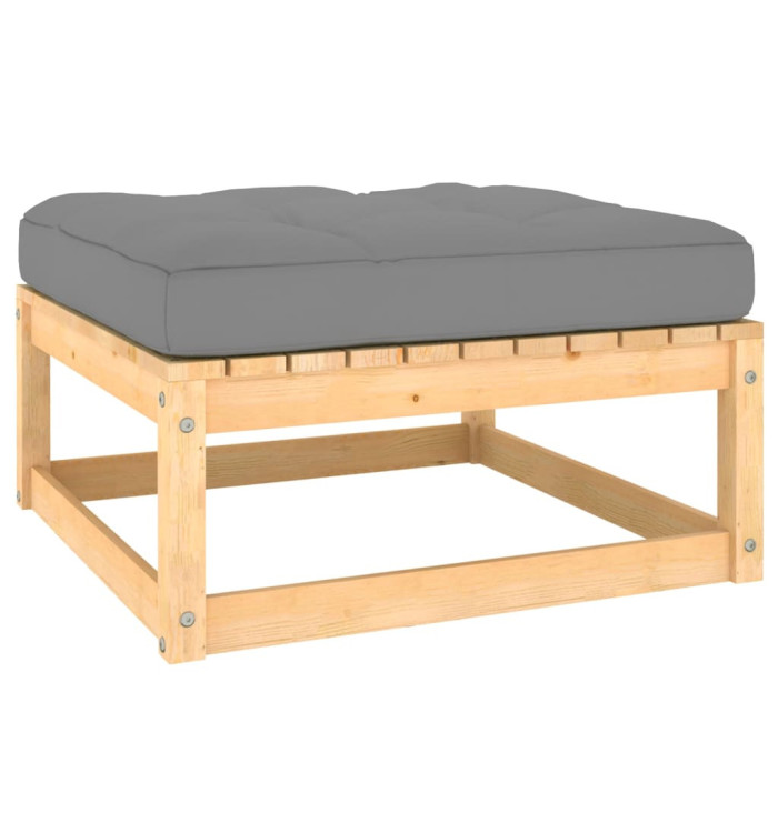 Repose-pied de jardin avec coussin Pin massif | Mobilier & Déco