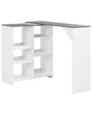 Table de bar avec tablette amovible Blanc 138x39x110 cm | Mobilier & Déco