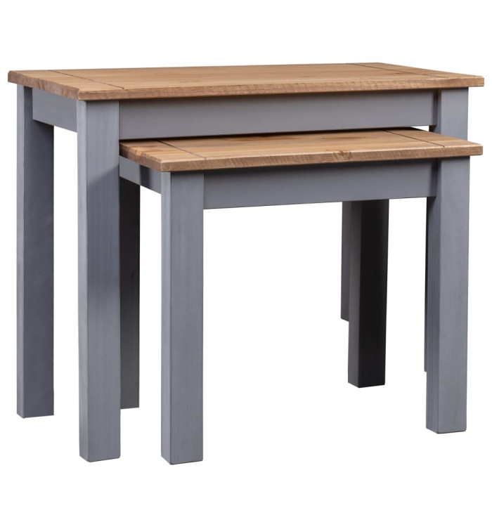 Tables gigognes 2pcs Gris Bois de pin massif Assortiment Panama | Mobilier & Déco