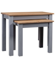 Tables gigognes 2pcs Gris Bois de pin massif Assortiment Panama | Mobilier & Déco