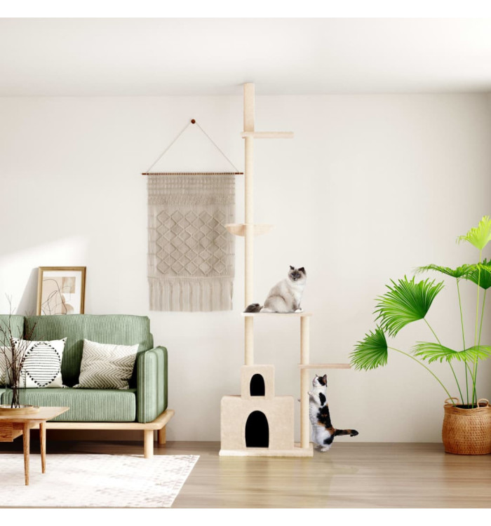 Arbre à chat du sol au plafond Crème 250,5-276,5 cm | Mobilier & Déco