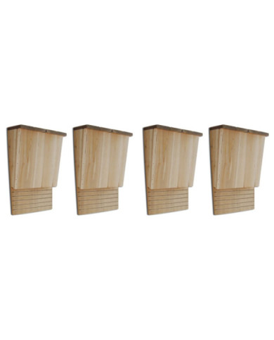Maison pou chauve-souris 4 pcs 22 x 12 x 34 cm Bois | Mobilier & Déco