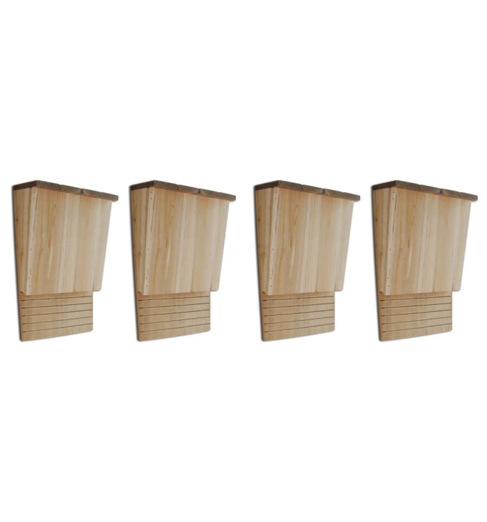 Maison pou chauve-souris 4 pcs 22 x 12 x 34 cm Bois | Mobilier & Déco