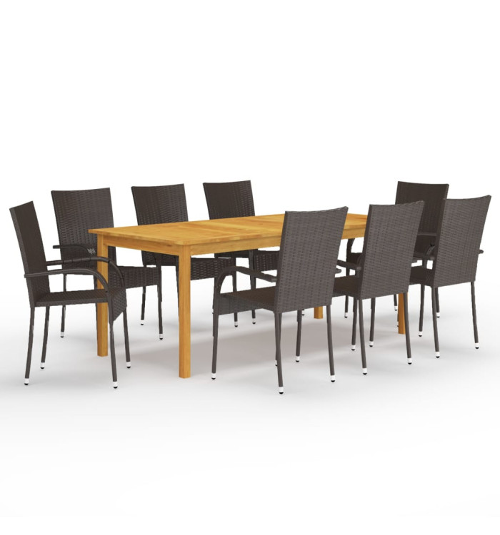 Ensemble à manger de jardin 9 pcs Marron | Mobilier & Déco