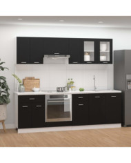 Ensemble de meubles de cuisine 8 pcs Noir Aggloméré | Mobilier & Déco